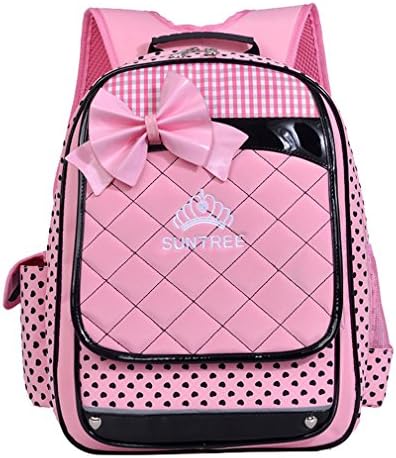 Bowknot Cute Backpack Kids Back Pack Primary School Bag for Girls (large, shallow pink)
