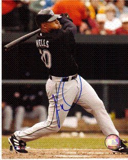 Autographed/Hand Signed 8x10 Photo Vernon Wells #4 Toronto Blue Jays