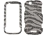 Motorola CLIQ MB200 / DEXT MB200 Black Zebra Skin Diamante Protector Cover  ....