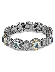 Athena Jewelry Sterling Silver and 14k Gold Sky Blue Topaz Vintage Inspired Bracelet