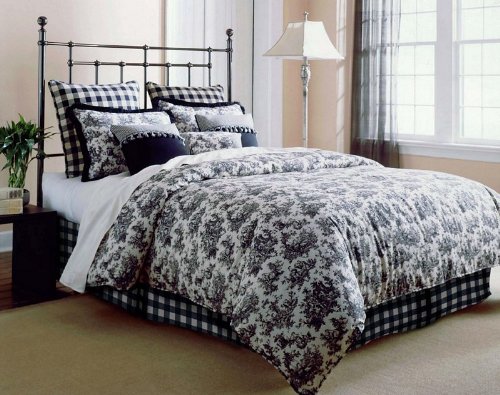 Click here for 7pc Southern Textiles Jolie Black Toile Queen Bedd... prices