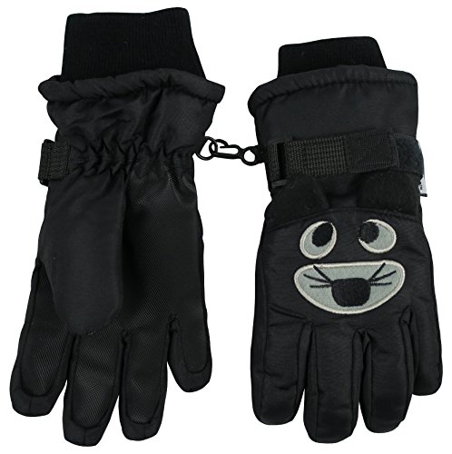 N'Ice Caps Kids Cute Animal Faces Cold Weather Thinsulate Waterproof Gloves (3-4 Years, Tiger - Black)