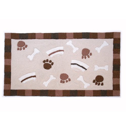 JLA Pets Pet Rug and Diner Mat for Dogs, 20 by 32-Inch, Pawprints, Bones, and Bowls