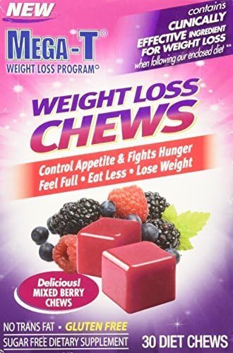 Mega-T Weight Loss Chews Controls Appetite &amp; Fights Hunger Mixed Berry, 30 Diet Chews by CCA Industries Inc.