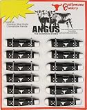 Cattlemans Cutlery 0002BDT Angus Trapper Knives with Black Wood Handles Display Board