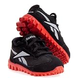 Reebok Mini Realflex Run-Suede Running Shoe (Toddler),Black/Excellent Red/Flat Grey Suede,8 M US Toddler
