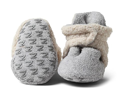 Zutano - Cozie Fleece Furry Lined Bootie With Grippers - Heather Gray - Size 18 month