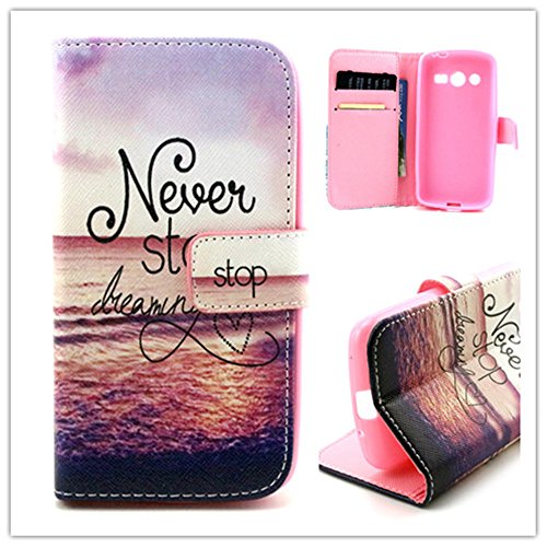 Galaxy Avant Case,G386 Case,IVY [Kickstand Flip Case] Galaxy Avant G386 Wallet Case [Money Card Slot][Never Stop Dreaming] Premium Soft TPU Synthetic Leather Flip Cover - Wallet Case for Samsung Galaxy Avant G386T,Samsung Galaxy Core LTE 4G G386F