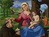 The Perfect Effect Canvas Of Oil Painting 'Andrea Previtali - The Virgin And Child With A Supplicant,about 1505-6' ,size: 24x31 Inch / 61x79 Cm ,this Beautiful Art Decorative Prints On Canvas Is Fit For Basement Artwork And Home Artwork And Gifts