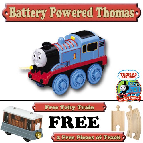 Battery Powered Thomas with Free Track & Free Toby Train From Thomas the Tank Engine and Friends Wooden Railway Train System