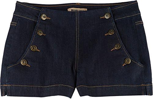 Blue Spice Juniors High Waist Denim Sailor Shorts 9 Dark wash denim
