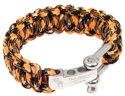The Friendly Swede Paracord Survival Bracelet with Stainless Steel D Shackle - Adjustable Size Fits 7"-8" (18-20 cm) Wrists