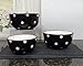 Set of 3 POLKA DOTS Red Ceramic Mixing Bowls, 82169 By ACK (Black)