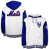 New York Mets White Felt Applique Full Zip Hoody Sweatshirt