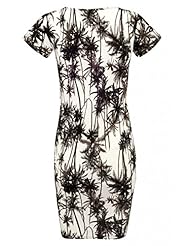 Tropical Print Cap Sleeves Elastane/Viscose Bodycon Dress 