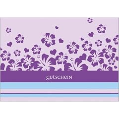 Edle Gutschein Karte mit Blumen in lila T�nen z.B. f�r Wellness Geschenke