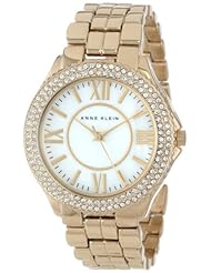 Anne Klein Womens AK/1430MPGB Swarovski Crystal Accented Gold-Tone Bracelet Watch