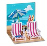 UP WITH PAPER #611 POP UP GREETING CARD - BEACH CHAIRS