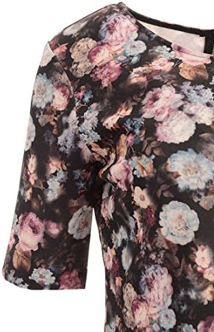 Rossmore Women's Floral Print Zipped Back Short Sleeve Round Neck Crop-Top X-Small Black/Multi