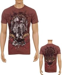 "Ring of Fire" Praying Skeleton Back-to-Back Cotton Adult Mens Fashion T-Shirt - Clearance Sale !