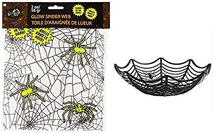White Glow in the Dark Stretch Spider Web Spider Web Candy Bowl for Halloween Candy Bundle