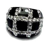 Ring silver plated size7 impressive!! balck crytal & white Cz in Thailand**FREE SHIPPING**
