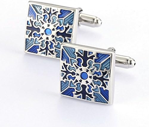 Tiny Susie Men's Magic Arrow Heart Pattern Enamel Engraved Silver Plated Wedding Party Engament Cufflinks