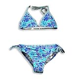 Beach Native - Girls Bikini Floral Swimsuit, Royal, Aqua, White