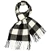Classy Cashmere Feel Viscose Buffalo Plaids Tassels Ends Long Scarf - Black and White