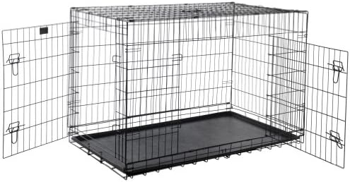 Pet Trex PT2303 42" Folding Pet Crate Kennel All-Metal Cage for Dogs, Cats or Rabbits- 2 Doors