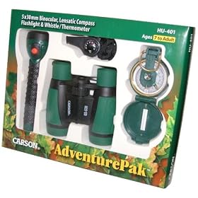Click here to buy Carson HU-401 AdventurePak HU-401 Binocular, Compass, Flashlight, Whistle, Thermometer by Carson.