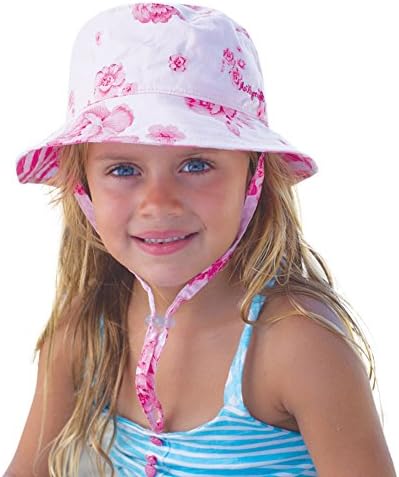 Girls Bucket Sun Hat Blooms Pink - Child Sun Hat (5-12 Years (55cm))