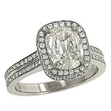 Pave(.60ct) & Cushion Cut (1.72ct) Diamond Eng. Ring