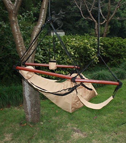 Ultra Comfort New Deluxe Beige Sky Air Chair Swing Hanging Hammock Chair W/ Pillow & Drink Holder HKC-Beige