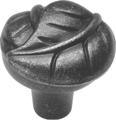 "ABC Products" - 1-1/4 Inch - Touch of Spring - Cabinet Knob (Leaf Design - Vibra Pewter Finish)