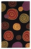 Contemporary Area Rug, 828 Mirage Collection 4'x6' Black, Multi Swirls