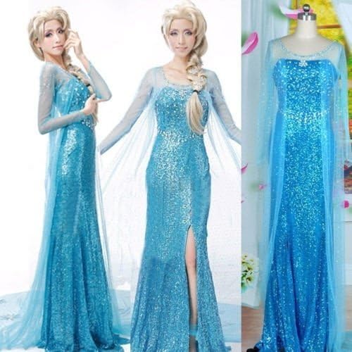 Winterplum Elegant Frozen Elsa Ice Queen Women Dress Skirt Cosplay Costume Fancy Dresses S