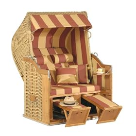 Eurita Strandkorb Duke Maroon and Beige Garden beach Lounge Chair by