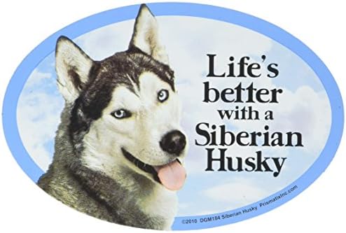 Prismatix Decal Dog Pet Magnets, Siberian Husky - Life's Better with a Siberian Husky - Strong Durable Car or Fridge Magnet Decal with Bright Colors, Great Gift for Dog Mom or Dad, 6 x 4 inches