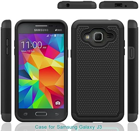Galaxy J3 Case,[Non-slip][Shock Absorption] Hybrid Armor Defender Protective Case for Samsung Galaxy J3(Express Prime/Amp Prime ) (Black)