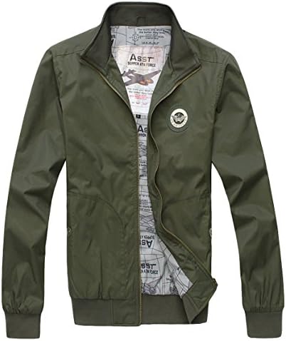 Fashiondiary Men's Stylish Stand Collar Zip-Over Lining High Neck Jacket Army Green XL