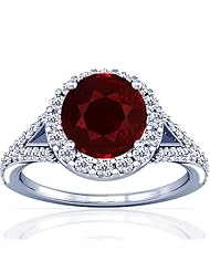 Platinum Round Cut Ruby Ring With Sidestones (GIA Certificate)