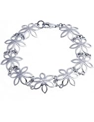 Sterling Silver Domed Flower Bracelet -7.5 Inches
