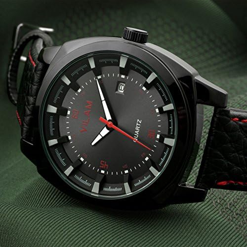 Vilam 2015 New Men's Army Military Design Fashion Wrist Watch With leather Strap-Black