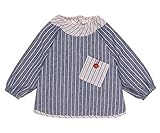 Happy Cherry ベビー 長袖 エプロン 子供 幼児 スモック 食事用 防水 エプロン 防水 絵画 エプロン 入園 保育園用 オーバーオール 綿 (ブルー、80cm)