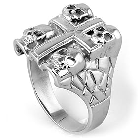 Stainless Steel Casting Skulls and Cross Ring