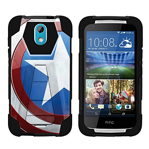 HTC Desire 526 Slim Case, Desire 526G Kickstand Case, 526 Case [SHOCK FUSION] Slim Fitted Heavy Duty Kickstand Defender Case by Miniturtle® - America Shield Hero
