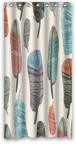 36" x 72" Eco-friendly Colorful Aztec Feather Art Pattern Shower Curtain Waterproof Bathroom Curtain Liner with Hook