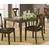 Dining Table with Marble Top in Dark Brown Finish