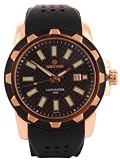 Gold Tone Stainless Steel Landmaster Black Checkered Dial Rubber Strap